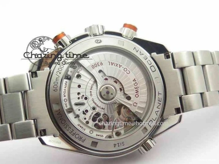 0320 Sophisticated Planet Ocean Master Chronometer Chrono SS OM 1:1 Best Edition Orange On SS Bracelet A 8156